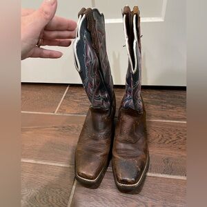 Justin Boots Brown and Blue Heeled Boots